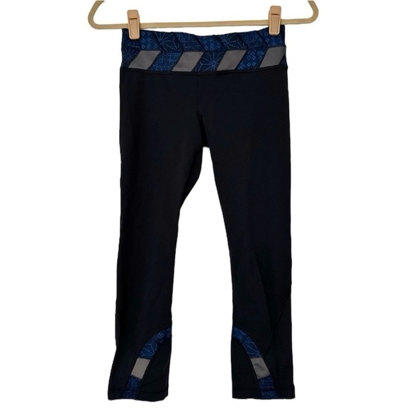Lululemon Run Inspire Crop II Sashiko Reflective Blue - Picture 1 of 7